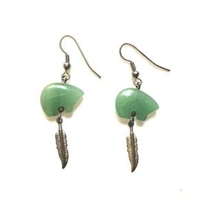 Made in Tahoe Glass Bear Feather Earrings